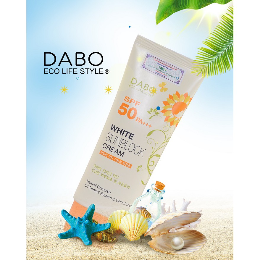 Kem chống nắng dưỡng trắng nâng tone da Dabo White Sunblock Cream SPF 50 PA+++ (70ml)