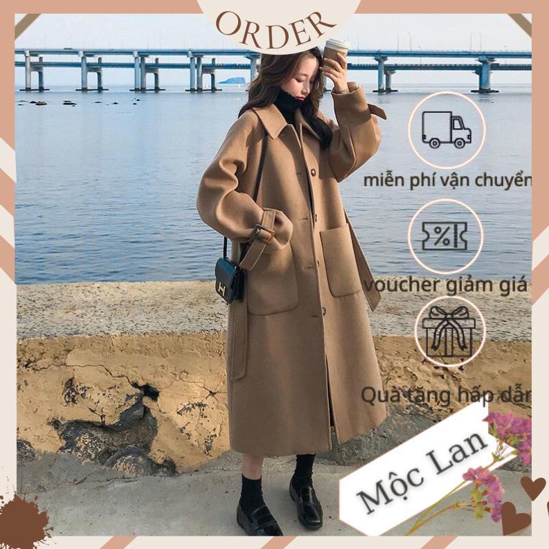 (MộcLan ORDER) Áo dạ nữ dáng dài 2 lớp dày dặn kèm đai phong cách thời trang Hần Quốc (kèm video tự quay) | BigBuy360 - bigbuy360.vn