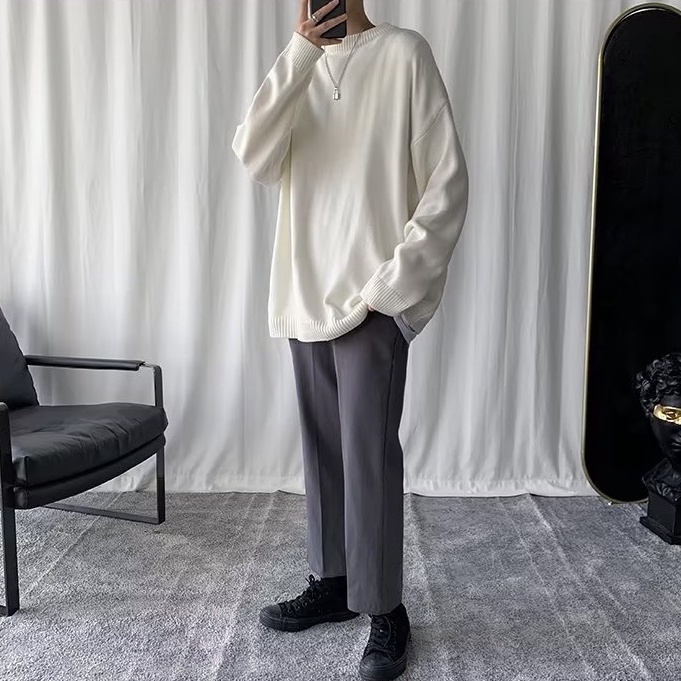 Áo Sweater Dáng Rộng Màu Sắc Đơn Giản Phong Cách Retro Harajuku áo len đẹp áo len nữ form rộng áo len nữ kiểu hàn quốc