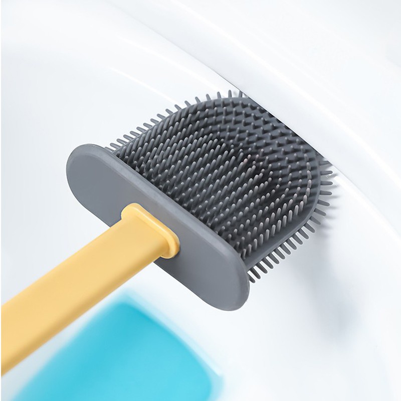 Cọ vệ sinh silicon đám mây đầu phẳng lông mềm linh hoạt kèm giá đỡ làm khô nhanh tiết kiệm không gian phòng tắm