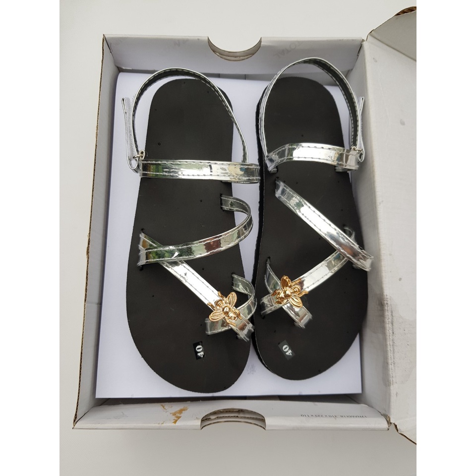 sandal đồng nai xăng đan nữ đế đen quai bạc size từ 34 đến 42 nữ