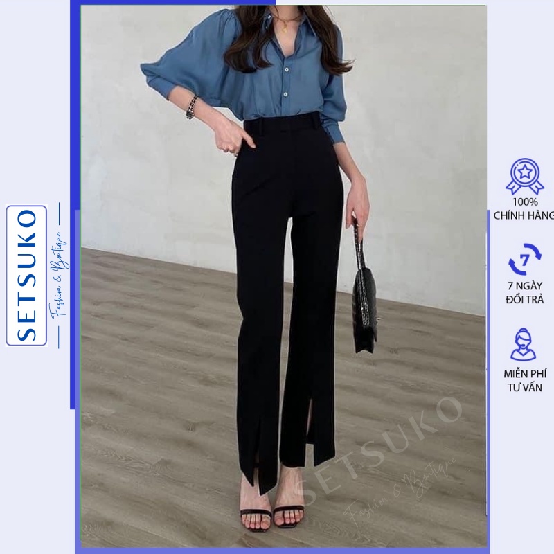 Quần ống loe xẻ lưng cao quần tây dài công sở SETSUKO QL003