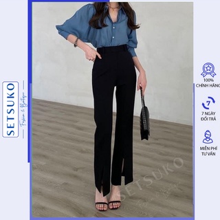 Quần ống loe xẻ lưng cao quần tây dài công sở setsuko ql003