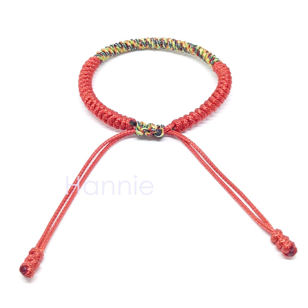 Vòng tay chỉ đỏ ngũ sắc dây rút - Vòng đeo tay nam nữ handmade đơn giản
