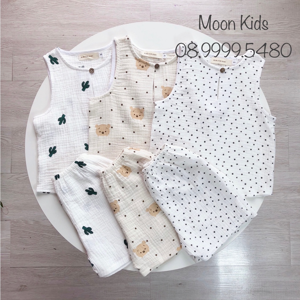 Set Ba Lỗ Hoạ Tiết Đáng Yêu Cho Bé Chất Muslin Thấm Hút