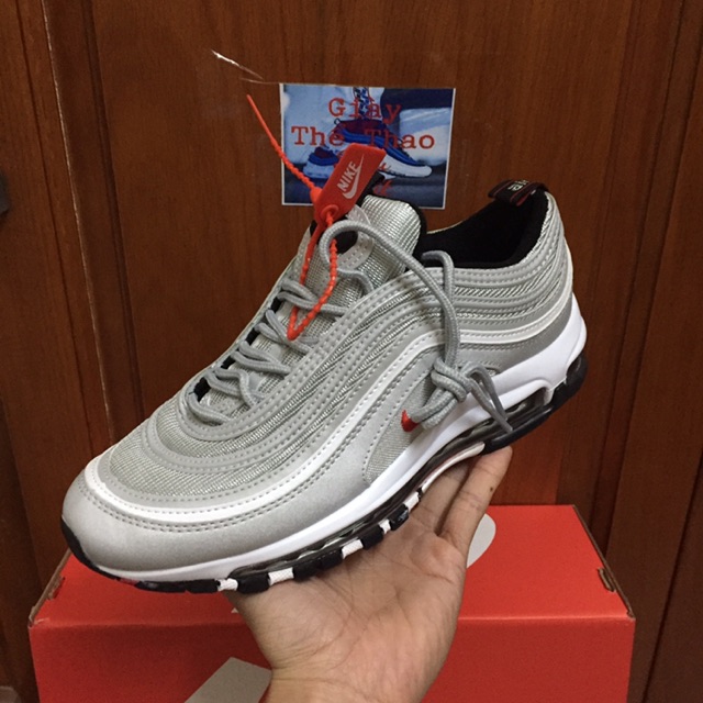 Giày air max 97 Xám Bạc (Phản Quang - full box tặng kèm móc khoá)