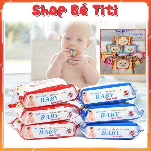 khăn ướt baby thiên phúc 100 Tờ cho bé không mùi, Giấy ướt thiên phúc Hình gấu Cao cấp (Giá Sỉ)