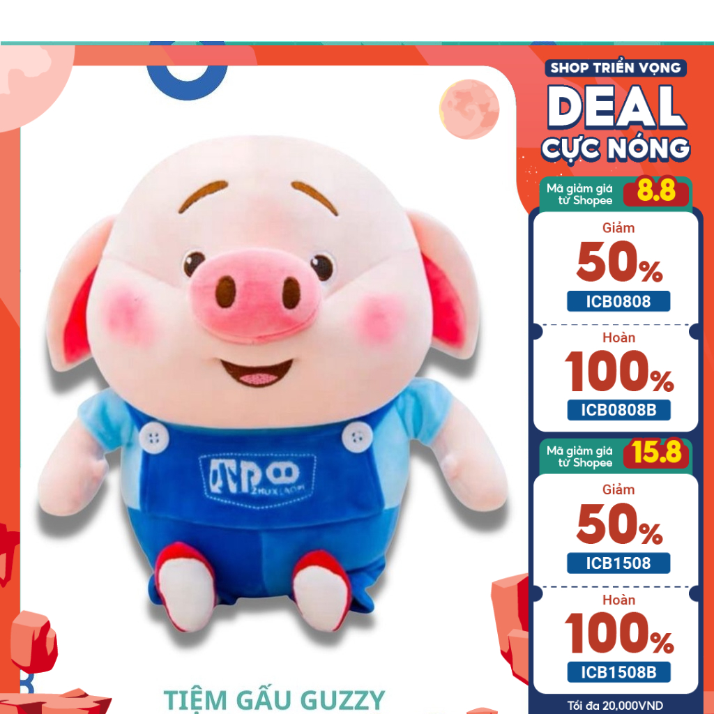 Gấu bông heo Tiktok khổng lồ size lớn, Lợn heo bông siêu to dùng làm quà tặng ý nghĩa chất liệu mềm mịn an toàn