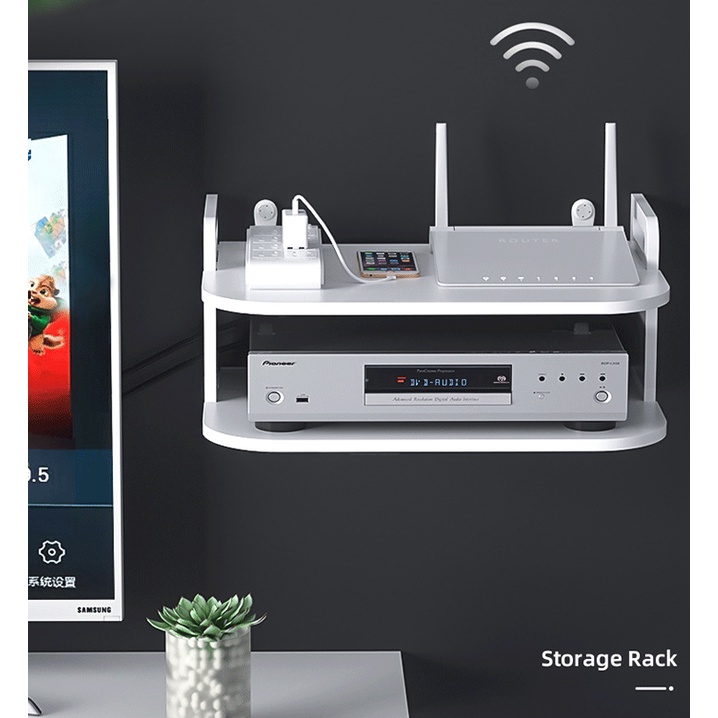 Kệ gỗ CNC 03 để đồ đa năng để wifi, đầu thu, ổ cắm, điện thoại
