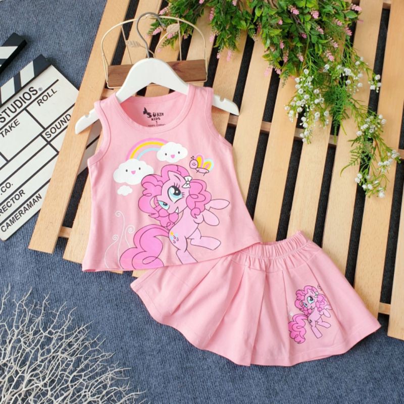 Bộ Sét Váy áo Đầm Pony bộ chân váy Pony cho bé gái kèm quần chip đùi trong thun cotton size đại 8-14