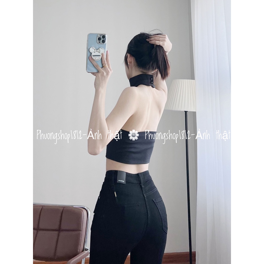Áo Cổ Yếm Cao Cài Nút, Hở Lưng [ẢNH THẬT ] phuongshop1812