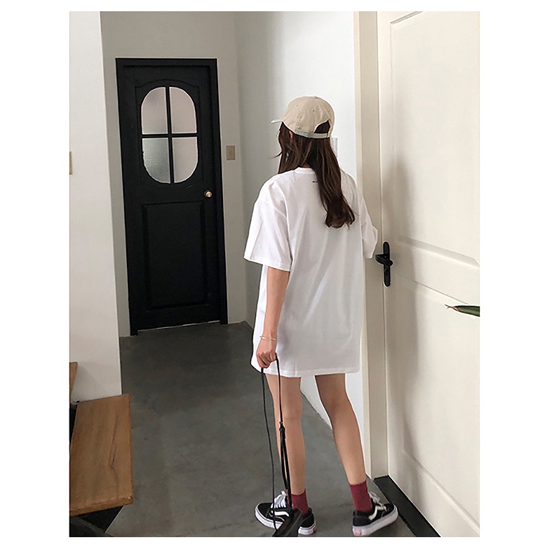 SUXI Áo thun tay ngắn in hình phong cách Hàn Quốc