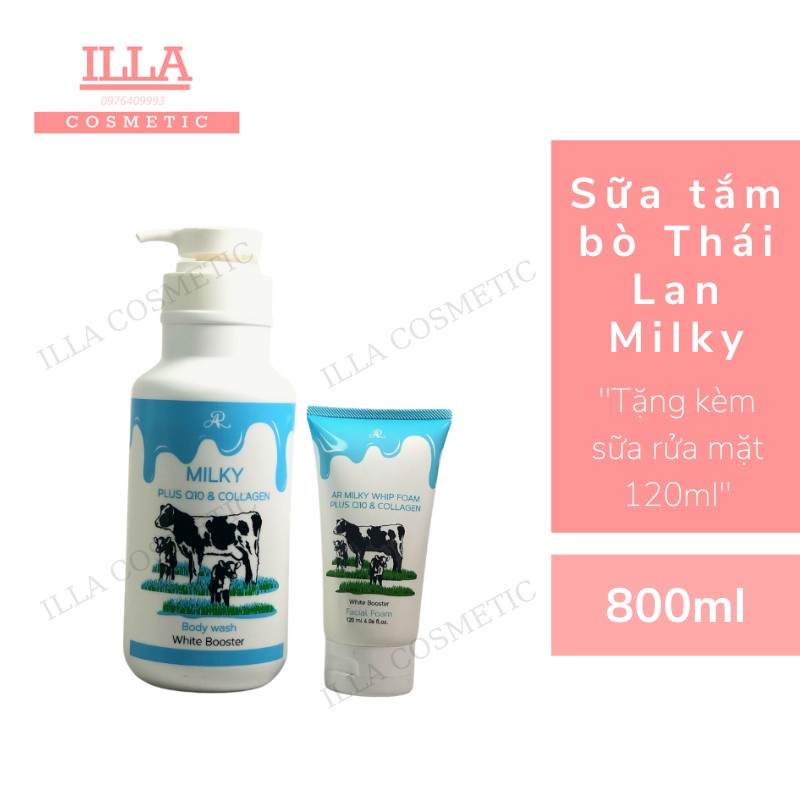 Sữa Tắm Bò Thái Lan Sữa tắm sữa Bò Milky Thái Lan 800ml Tặng Sữa Rửa Mặt 120ml