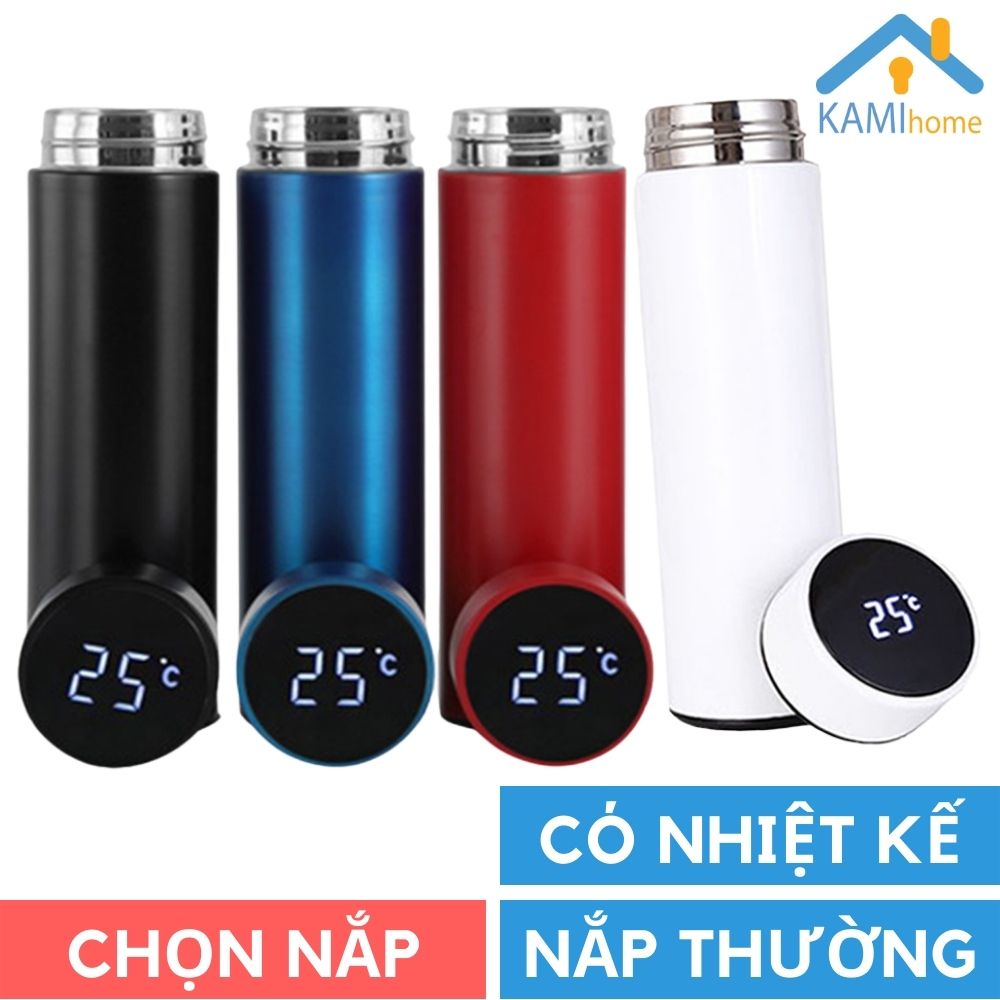 Bình nước giữ nhiệt hiển thị nhiệt độ có màng lọc pha trà inox 3 lớp cao cấp KMH 22014