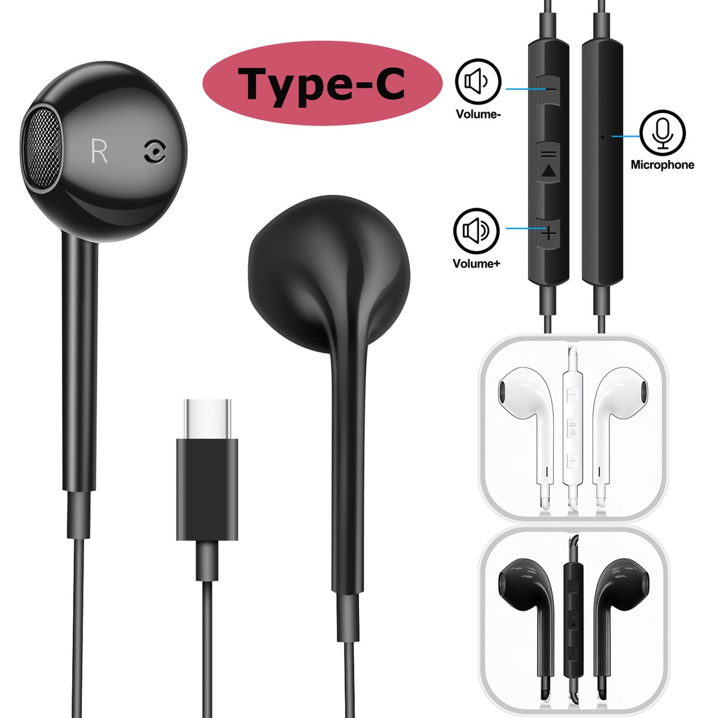 Type C Earphone with Mic Volume Control For Samsung Galaxy S21/S22 Ultra/Note 20 HUAWEI Mate 10 Pro P20 Por P30 p30 Pro XIAOMI MI 9 8 7 6 6X MIX2
