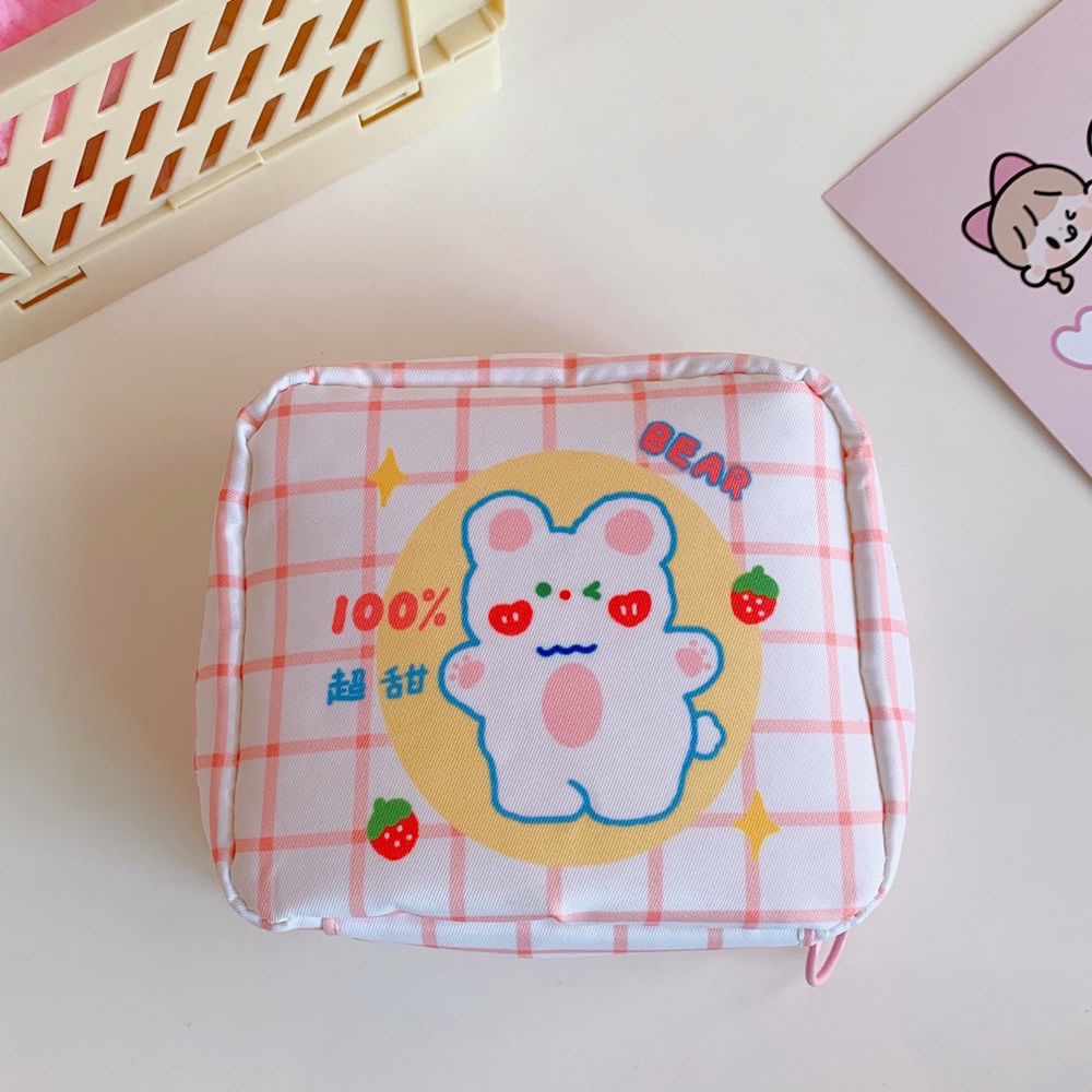 Túi Đựng Đồ Dùng Cỡ Lớn Họa Tiết Chú Gấu Dễ Thương Phong Cách Hàn Quốc Tiện Dụng