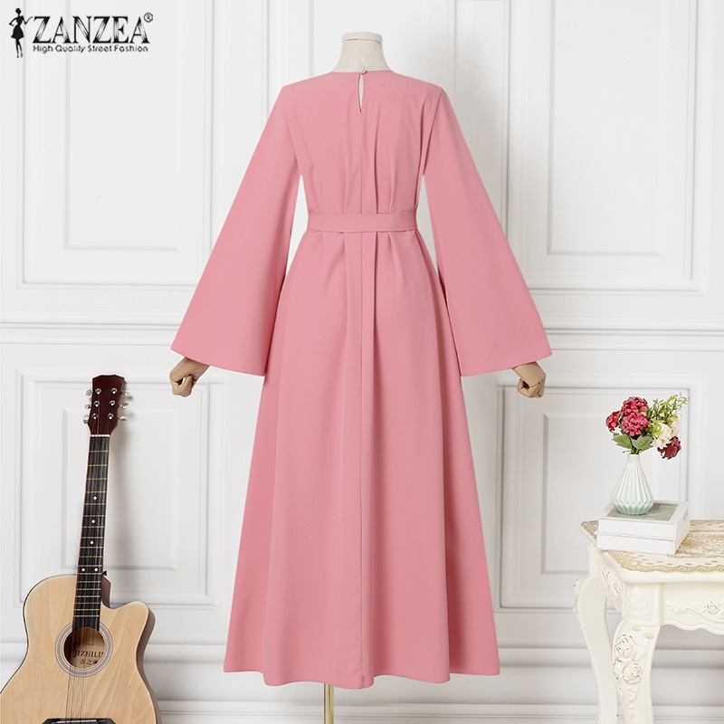 Zanzea Đầm Chữ A Tay Dài Màu Trơn Phong Cách Đường Phố Thời Trang Cho Nữ