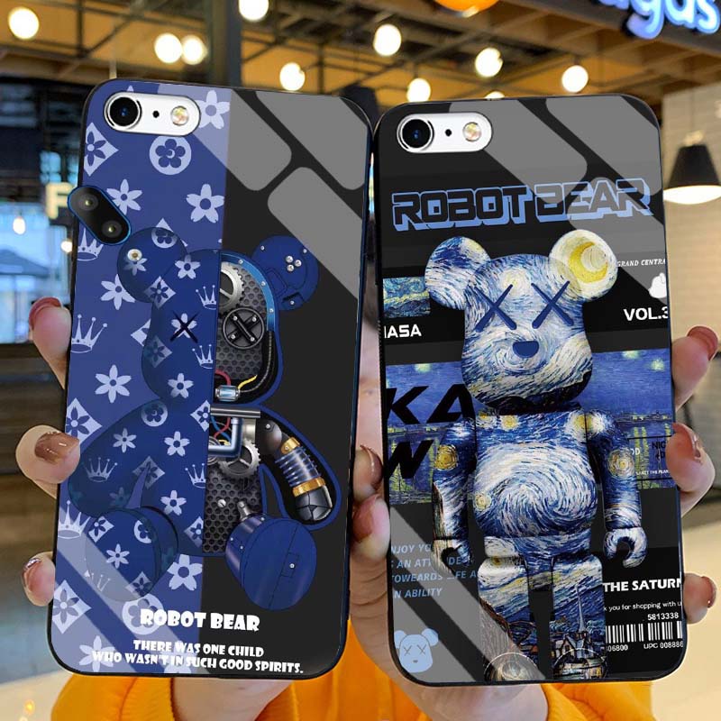 Ốp Iphone 6, 6s, 6 Plus, 6s Plus Lưng Kính Cường Lực, In Hình Bearbrick Cao Cấp Mới Nhất