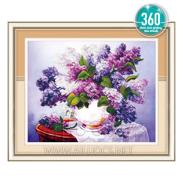 Tranh đính đá Bình Hoa Tím 71509
