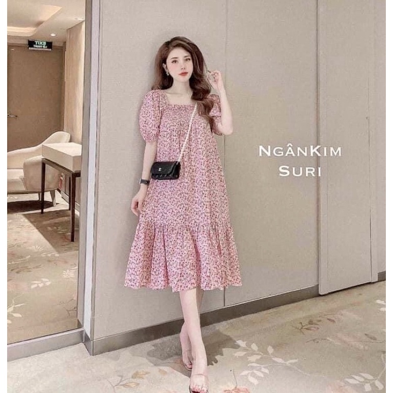 Đầm hoa chun ngực dáng suông đuôi cá hàng đẹp chất mềm🌸 2 màu ảnh thật
