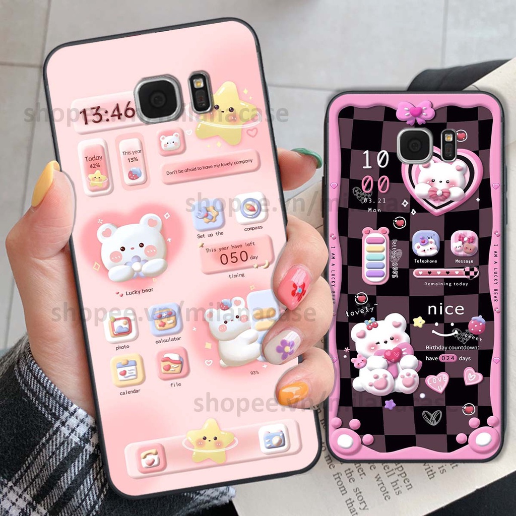 Ốp Samsung S6 / S6 EDGE / S7 / S7 EDGE hình đồng hồ icon gấu mèo cute cực dễ thương ngộ nghĩnh