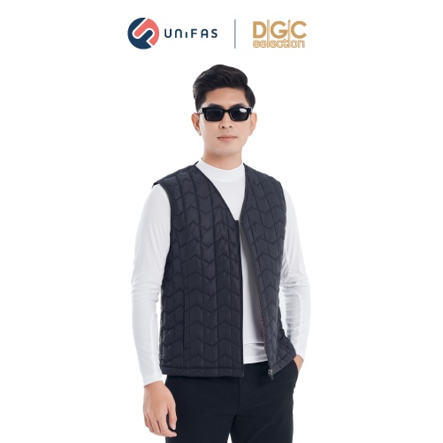 Áo phao gile nam cao cấp siêu nhẹ cổ chéo chần bông máy lập trình DGCs - WAJKBA09M