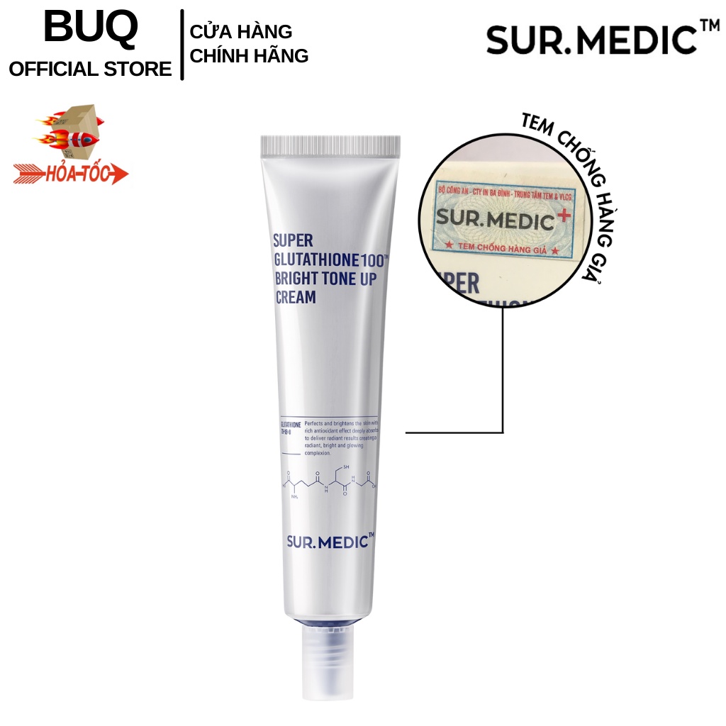 Kem Dưỡng Nâng Tông Trắng Da SURMEDIC Super Glutathione 100 Bright Tone Up Cream 40ml