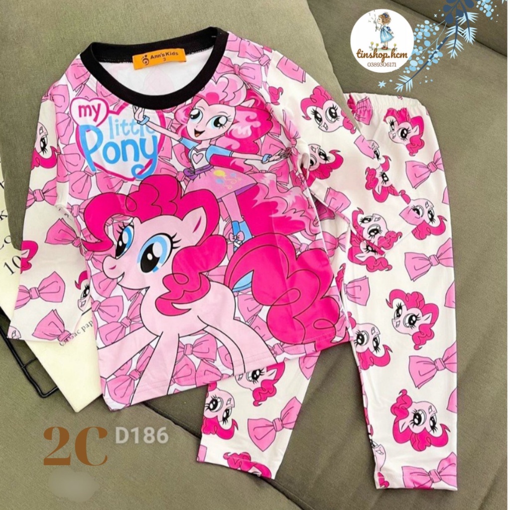 Bộ dài tay thun lạnh in hình hoạt hình siêu đáng yêu cho bé gái size đại từ 22-45kg - Đồ bộ bé gái 100% cotton