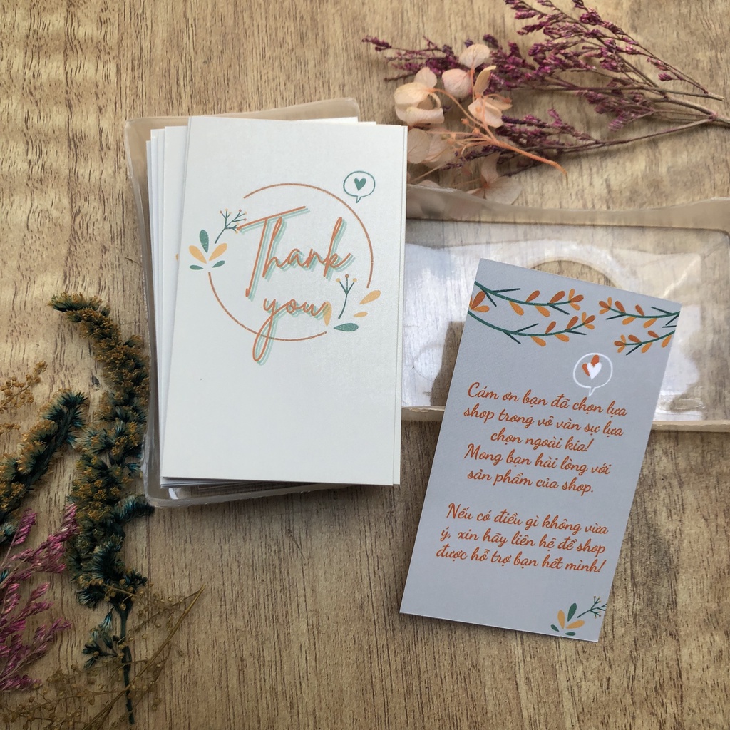 Hộp nhựa 100 thiệp cám ơn, card cảm ơn, thank you card mẫu 8 NEW, 9 NEW có lời nhắn dùng để tặng khách hàng