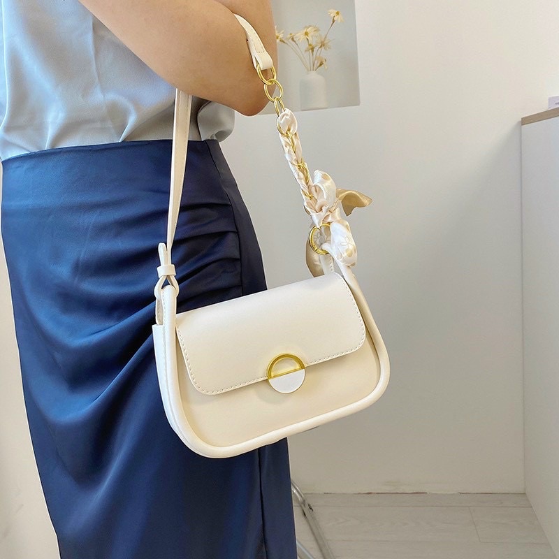 Túi Đeo Chéo Dây Da Phối Xích Tết Khăn Cực Xinh ( mã XTK125)