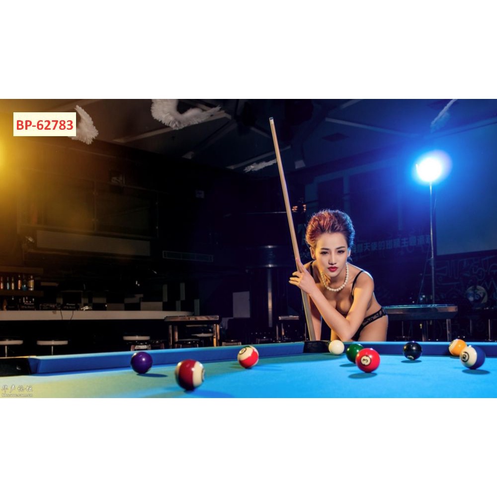 Tranh Club bida vải lụa 3D dán tường cao cấp, in kích thước và chèn chữ theo yêu cầu