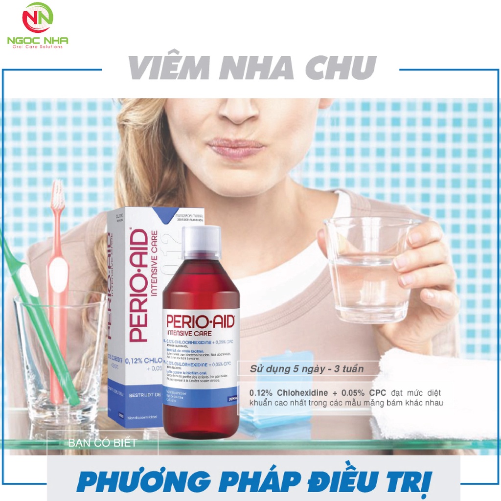 Nước súc miệng ngăn ngừa viêm nướu viêm nha chu Perio-Aid Intensive Care 150ml và 500ml/ Tây Ban Nha