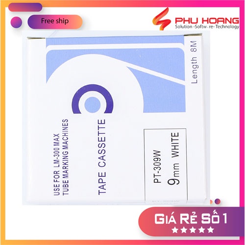 Băng in nhãn Max LM-TP309W, rộng 9mm, dài 8m/cái, màu trắng, dùng cho máy in LM-370E, LM-380E, LM-380A, LM-390A