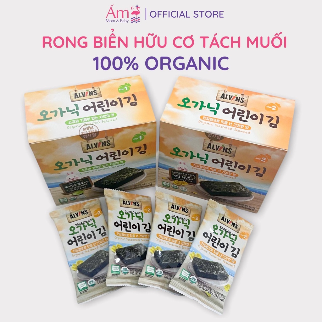 Rong Biển Hữu Cơ Tách Muối Alvins Ấm Baby Ăn Dặm Organic 10Gram/20Gram Cho Bé Từ 6 Tháng Tuổi Ấm Gift Decor