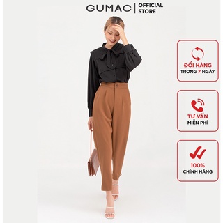 Quần tây nữ cơ bản xếp ly GUMAC màu nâu QB841