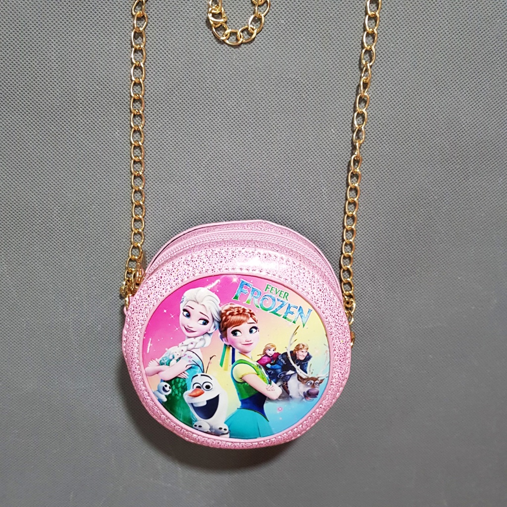 Túi đeo chéo hình tròn công chúa elsa lấp lánh cho bé diện đầm