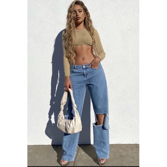 Quần jeans lưng cao ống suông Speek xuất khẩu - Hàng dư xịn