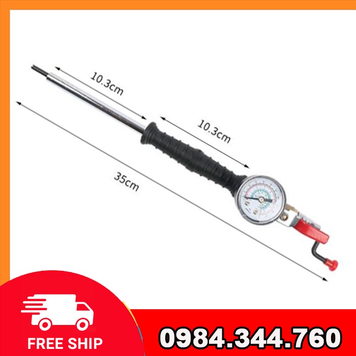 Tay bơm lốp xe tải, ống bơm lốp xoáy ti van có đồng hồ