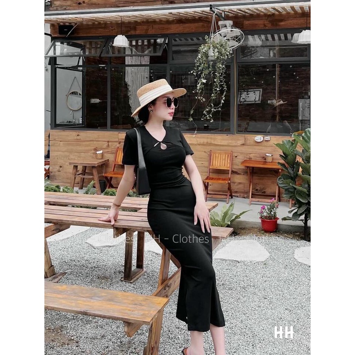 váy hở lưng đuôi cá nhẹ, đầm xuông ôm body hở lưng size SM