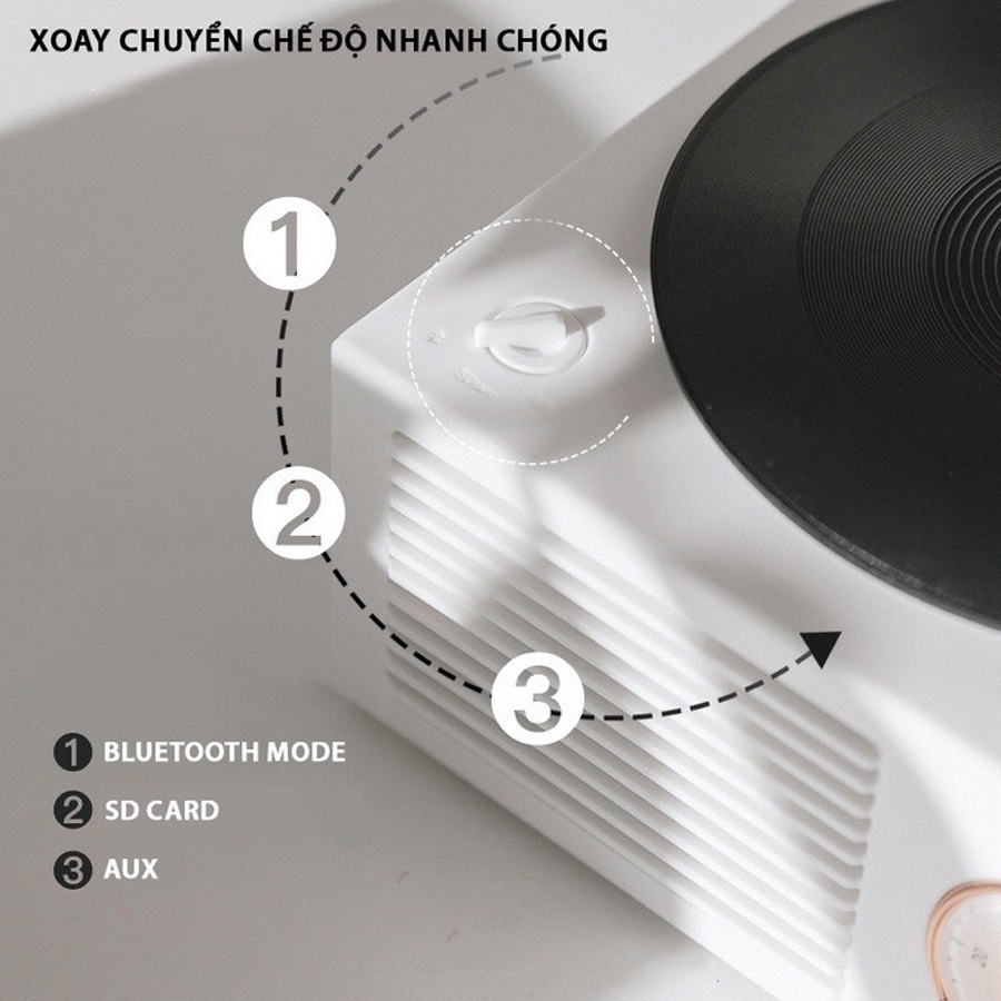 Loa Bluetooth Mini Đĩa Than Vinyl  Âm Bass trầm Retro X10 Decor phong cách cổ điển Vintage