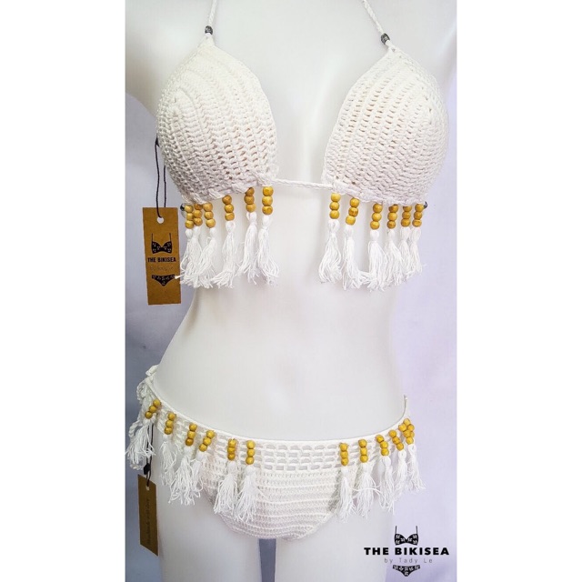 Bikini len móc tua rua phong cách Boho / Crochet Bikini tassels bohemian style