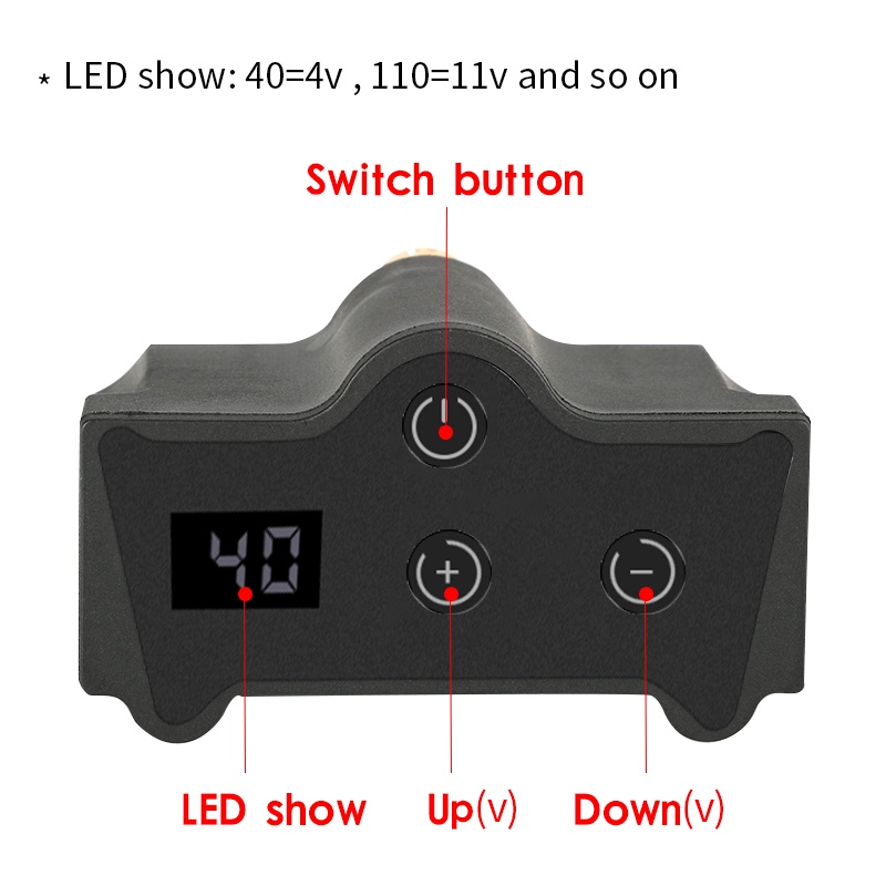 Bộ Cấp Nguồn Không Dây WX-2 Cho Máy Xăm Có Màn Hình LCD RCA/DC