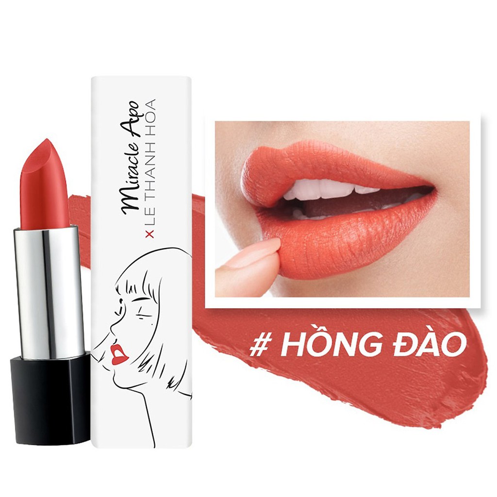 Son lì Miracle Apo Lipstick Matte x Lê Thanh Hòa Vibrant - Hồng đào 4g