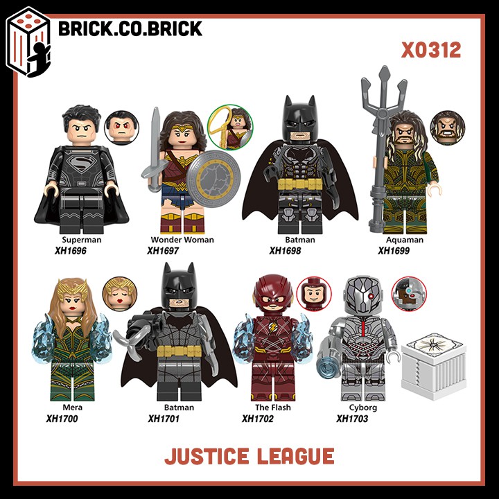Liên Minh Công Lý Justice League BatMan Cyborg AquaMan Flash Mera Mô Hình DC Minifig Super Hero Siêu Anh Hùng X0312