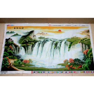 Tranh thêu chữ thập thành phẩm Thiên nhiên hùng vĩ 180 x 90cm (chưa khung)