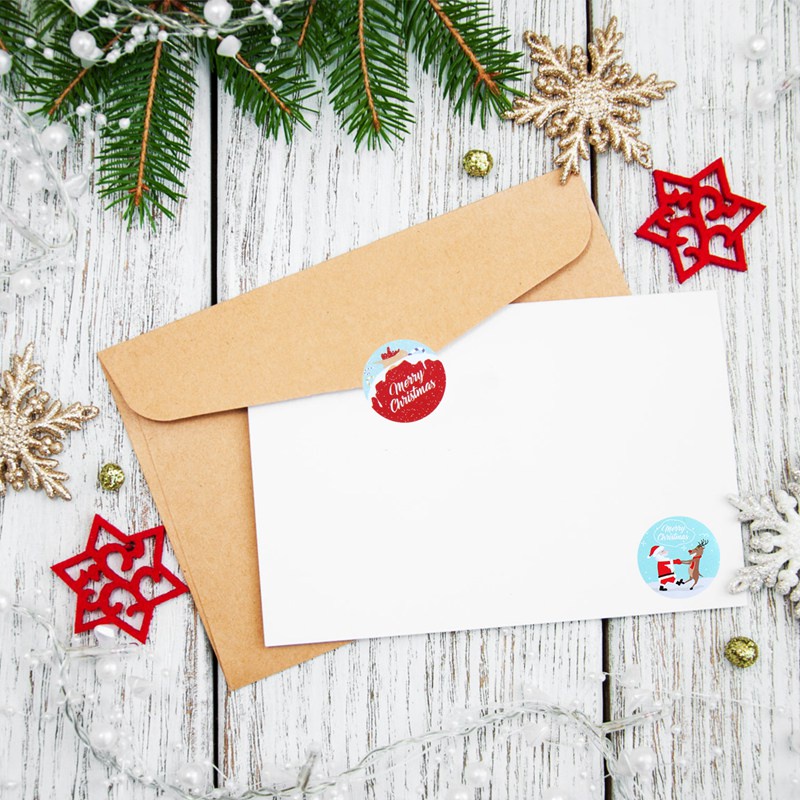 Set 500 Sticker 2.5cm Dán Trang Trí Phong Cách Giáng Sinh