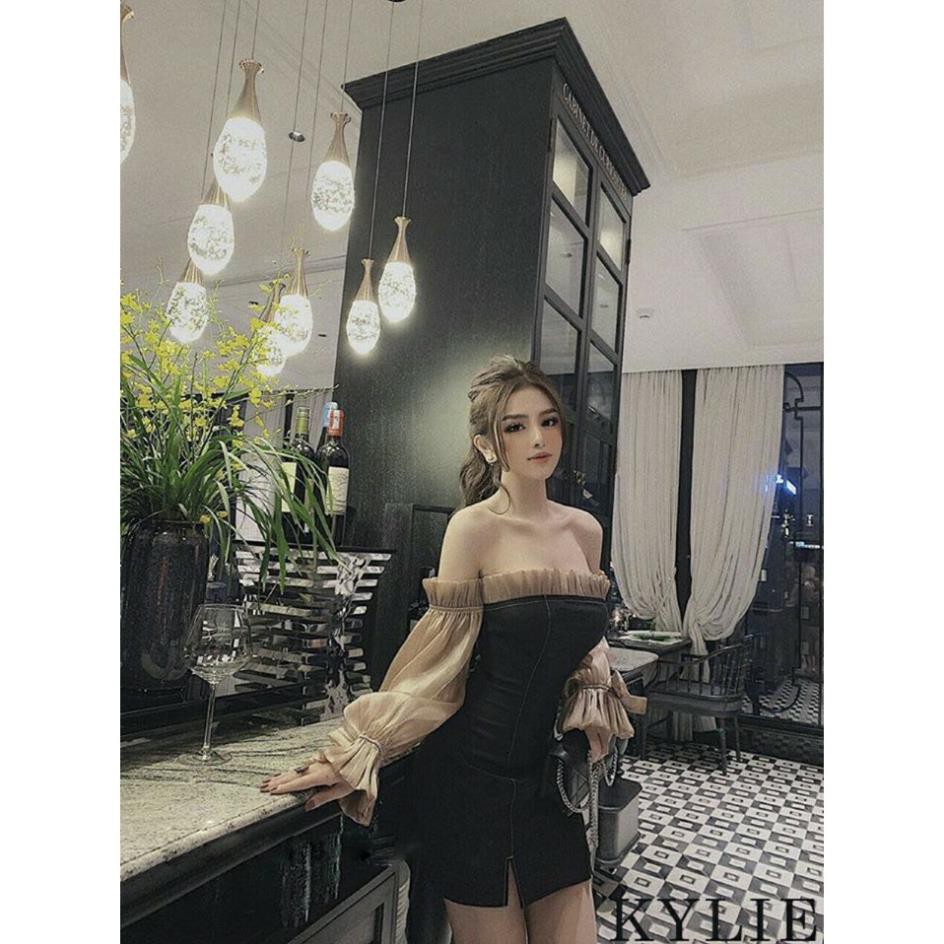 Váy Nữ, Đầm trễ vai dự tiệc tay phối lưới bóng kính siêu hot | BigBuy360 - bigbuy360.vn