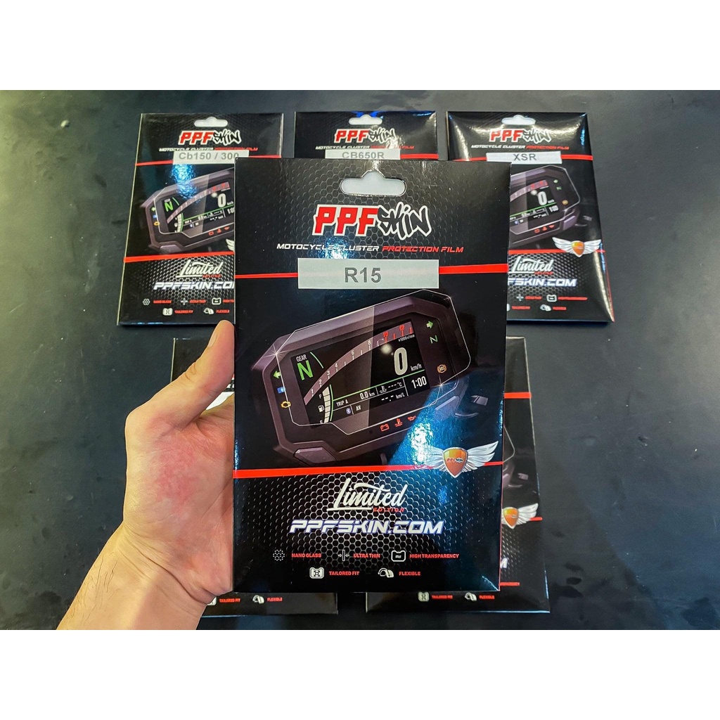 Miếng dán PPF bảo vệ đồng hồ xe máy YA XSR -R15V3-MT15-R3-MT03, Honda CBR150R, CB150R-300R- CBR650R-CB650R-500R