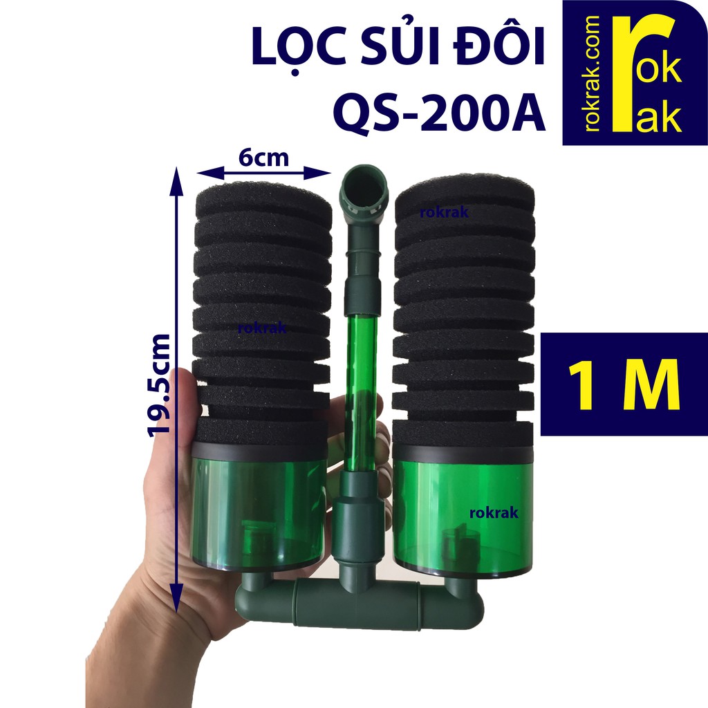 Lọc sủi đôi 2 tầng QS-200A QS 200 QS200A lọc vi sinh bio hồ cá guppy tép kiểng