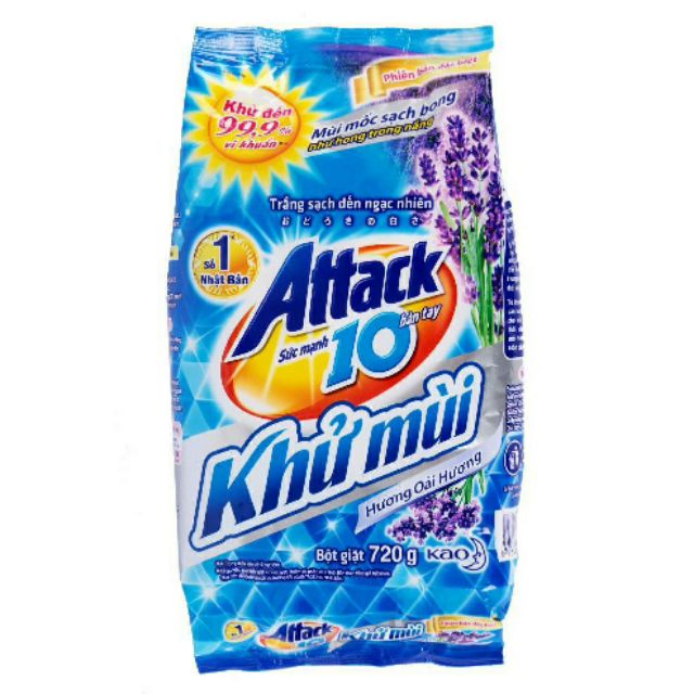Bột giặt Attack khử mùi hương hoa anh đào 720g.